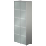 Armoire haute delux - l. 86 x h. 215 cm - 2 portes en verre dpoli - corps couleur aluminium