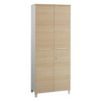 Armoire haute vitaly l. 80 x h. 192 x p. 42 cm - corps blanc - portes chêne - top chêne Armoire haute vitaly l. 80 x h. 192 x p. 42 cm - corps blanc - portes chêne - top chêne