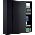 Armoire mtal maxi largeur - portes coulissantes - l. 160 x h. 200 cm - corps anthracite - rideaux anthracite ...
