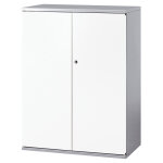 Armoire mtal starting portes battantes - h. 105 x l. 80 cm - corps aluminium - portes blanches