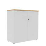 Armoire mi - hauteur portes battantes l. 100 x p. 48 x h. 104 cm - corps blanc - top chne htre