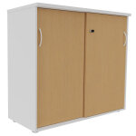 Armoire mi - hauteur portes coulissantes l. 120 x p. 48 x h. 104 cm - corps blanc - portes coulissante ...