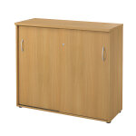 Armoire mi - hauteur portes coulissantes l. 120 x p. 48 x h. 104 cm - hêtre Armoire mi - hauteur portes coulissantes l. 120 x p. 48 x h. 104 cm - hêtre