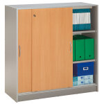 Armoire  portes coulissantes officio - bois - h. 104 x l. 104 cm - corps aluminium - porte htre