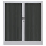 Armoire  rideaux mtal classtout - h. 100 x l. 120 cm - corps aluminium - rideaux anthracite