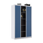 Armoire  rideaux mtal classtout - h. 100 x l. 120 cm - corps aluminium - rideaux bleu