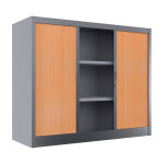 Armoire � rideaux m�tal classtout - h. 100 x l. 120 cm - corps aluminium - rideaux h�tre