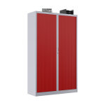 Armoire  rideaux mtal classtout - h. 100 x l. 120 cm - corps aluminium - rideaux rouge