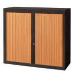 Armoire  rideaux mtal classtout - h. 100 x l. 120 cm - corps anthracite - rideaux htre