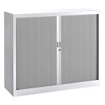 Armoire  rideaux mtal classtout - h. 100 x l. 120 cm - corps blanc - rideaux aluminium