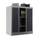 Armoire  rideaux mtal classtout - h. 100 x l. 90 cm - corps aluminium - rideaux anthracite