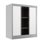 Armoire  rideaux mtal classtout - h. 100 x l. 90 cm - corps aluminium - rideaux blanc