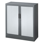 Armoire  rideaux mtal classtout - h. 100 x l. 90 cm - corps anthracite - rideaux gris