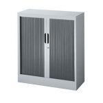 Armoire  rideaux mtal classtout - h. 100 x l. 90 cm - corps gris - rideaux anthracite