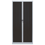 Armoire � rideaux m�tal classtout - h. 180 x l. 90 cm - corps aluminium - rideaux anthracite