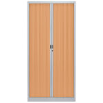 Armoire � rideaux m�tal classtout - h. 180 x l. 90 cm - corps aluminium - rideaux h�tre