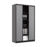 Armoire  rideaux mtal classtout - h. 198 x l. 120 cm - corps anthracite - rideaux gris