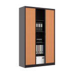 Armoire  rideaux mtal classtout - h. 198 x l. 120 cm - corps anthracite - rideaux htre