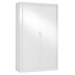 Armoire  rideaux mtal classtout - h. 198 x l. 120 cm - corps blanc - rideaux blanc