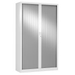 Armoire  rideaux mtal classtout - h. 198 x l. 120 cm - corps blanc - rideaux aluminium