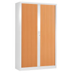 Armoire  rideaux mtal classtout - h. 198 x l. 120 cm - corps blanc - rideaux htre