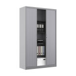 Armoire  rideaux mtal classtout - h. 198 x l. 120 cm - corps gris - rideaux gris