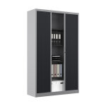 Armoire  rideaux mtal classtout - h. 198 x l. 120 cm - corps gris - rideaux anthracite