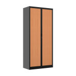 Armoire � rideaux m�tal classtout - h. 198 x l. 90 cm - corps anthracite - rideaux h�tre