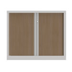 Armoire à rideaux métal confort + h. 100 x l. 120 cm - corps blanc - rideaux chêne Armoire à rideaux métal confort + h. 100 x l. 120 cm - corps blanc - rideaux chêne
