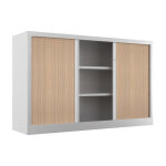 Armoire � rideaux m�tal confort + h. 100 x l. 160 cm - corps blanc - rideaux ch�ne