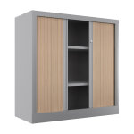 Armoire � rideaux m�tal confort + h. 100 x l. 100 cm - corps aluminium - rideaux ch�ne