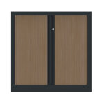 Armoire à rideaux métal confort + h. 100 x l. 100 cm - corps anthracite - rideaux chêne Armoire à rideaux métal confort + h. 100 x l. 100 cm - corps anthracite - rideaux chêne