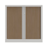 Armoire à rideaux métal confort + h. 100 x l. 100 cm - corps blanc - rideaux chêne Armoire à rideaux métal confort + h. 100 x l. 100 cm - corps blanc - rideaux chêne