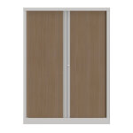 Armoire  rideaux mtal confort + h. 160 x l. 120 cm - corps blanc - rideaux chne