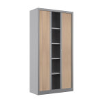 Armoire � rideaux m�tal confort + h. 198 x l. 100 cm - corps aluminium - rideaux ch�ne