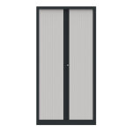 Armoire  rideaux mtal confort + h. 198 x l. 100 cm - corps anthracite - rideaux blanc