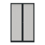 Armoire  rideaux mtal confort + h. 198 x l. 120 cm - corps anthracite - rideaux blanc