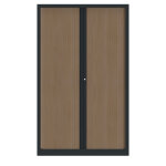 Armoire  rideaux mtal confort + h. 198 x l. 120 cm - corps anthracite - rideaux chne
