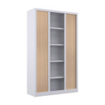 Armoire � rideaux m�tal confort + h. 198 x l. 120 cm - corps blanc - rideaux ch�ne