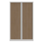 Armoire à rideaux métal confort + h. 198 x l. 120 cm - corps blanc - rideaux chêne Armoire à rideaux métal confort + h. 198 x l. 120 cm - corps blanc - rideaux chêne