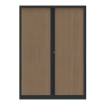 Armoire à rideaux métal confort + h. 198 x l. 140 cm - corps anthracite - rideaux chêne Armoire à rideaux métal confort + h. 198 x l. 140 cm - corps anthracite - rideaux chêne