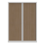 Armoire à rideaux métal confort + h. 198 x l. 140 cm - corps blanc - rideaux chêne Armoire à rideaux métal confort + h. 198 x l. 140 cm - corps blanc - rideaux chêne