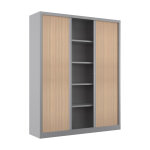 Armoire � rideaux m�tal confort + h. 198 x l. 160 cm - corps aluminium - rideaux ch�ne