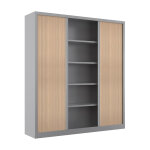 Armoire � rideaux m�tal confort + h. 198 x l. 180 cm - corps aluminium - rideaux ch�ne