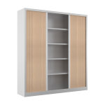 Armoire � rideaux m�tal confort + h. 198 x l. 180 cm - corps blanc - rideaux ch�ne