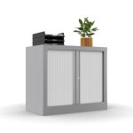 Armoire  rideaux mtal confort + h. 69, 5 x l. 80 cm - corps aluminium - rideaux blanc
