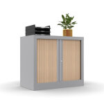 Armoire  rideaux mtal confort + h. 69, 5 x l. 80 cm - corps aluminium - rideaux chne