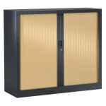 Armoire à rideaux métal monobloc généric - h. 100 x l. 120 cm - corps anthracite - rideaux chêne Armoire à rideaux métal monobloc généric - h. 100 x l. 120 cm - corps anthracite - rideaux chêne