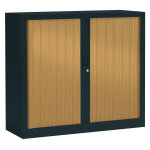 Armoire à rideaux métal monobloc généric - h. 100 x l. 120 cm - corps anthracite - rideaux hêtre Armoire à rideaux métal monobloc généric - h. 100 x l. 120 cm - corps anthracite - rideaux hêtre