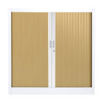 Armoire � rideaux m�tal monobloc g�n�ric - h. 100 x l. 120 cm - corps blanc - rideaux ch�ne